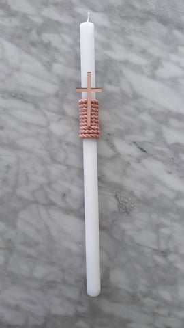Rose Gold Cross Easter Candle