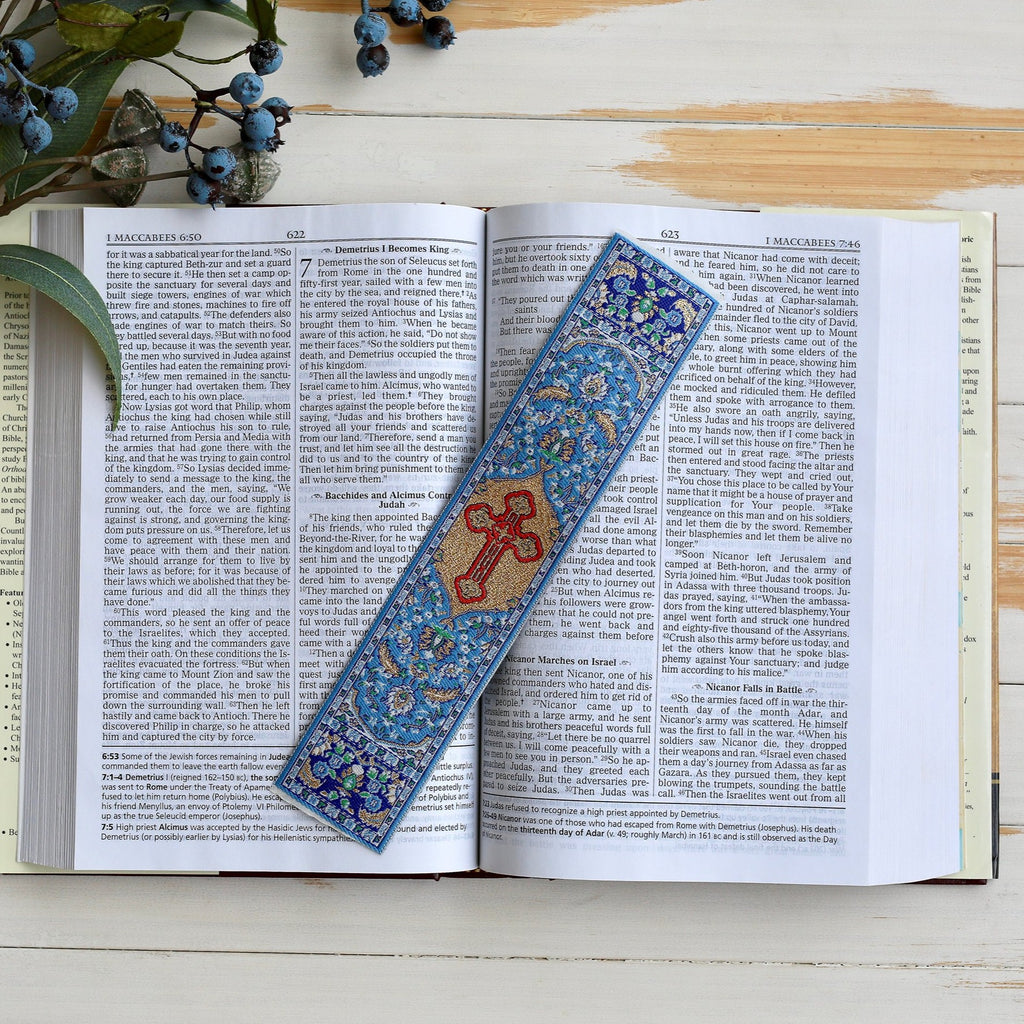 Orthodox Red Cross Tapestry Book Mark - madamsousouevents