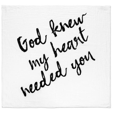 Cotton Muslin Swaddle Scripture Wrap + Wall Art - God Knew My Heart Needed You™ - madamsousouevents 