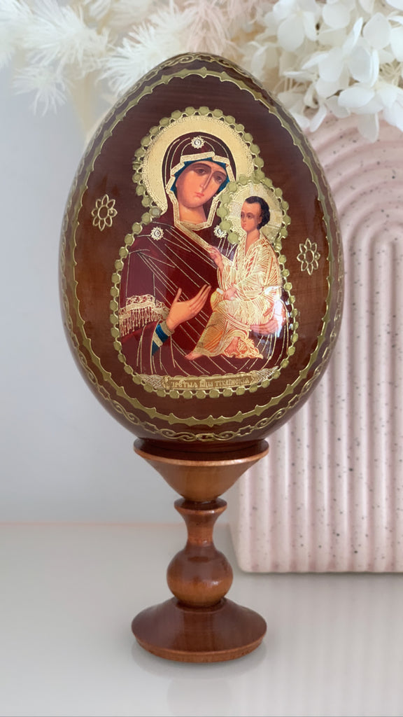 Panagia with Christ Child Egg - Large - madamsousouevents