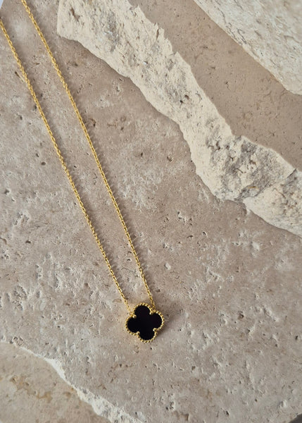 Clover Cross Black Gold Necklace