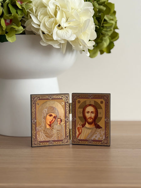 (Copy) (Copy) Nativity Icon Triptych With Archangel Michael and Gabriel - madamsousouevents 