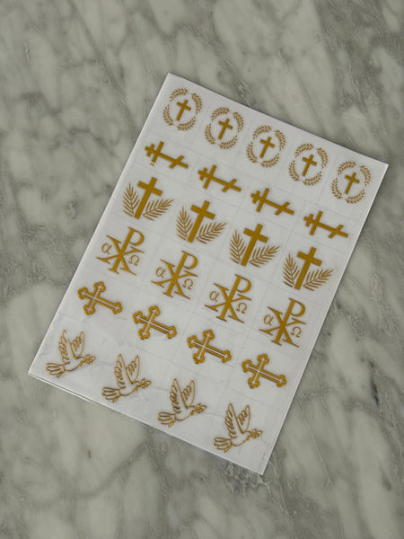 Gold Orthodox Christian Symbols  Easter Red Egg sticker decals - madamsousouevents 