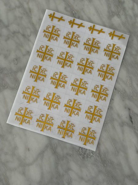 Gold Orthodox Cross & NIKA  Easter Red Egg sticker decals - madamsousouevents 