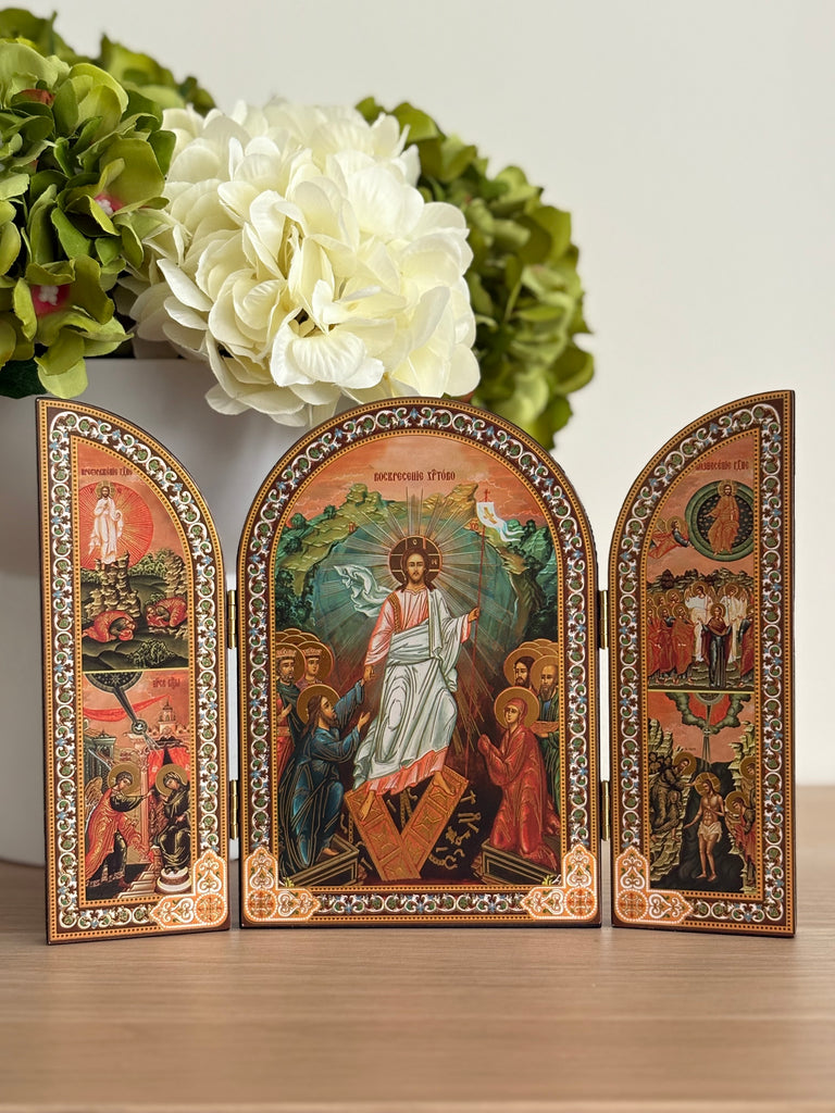 Resurrection of Christ Triptych Icon - madamsousouevents 