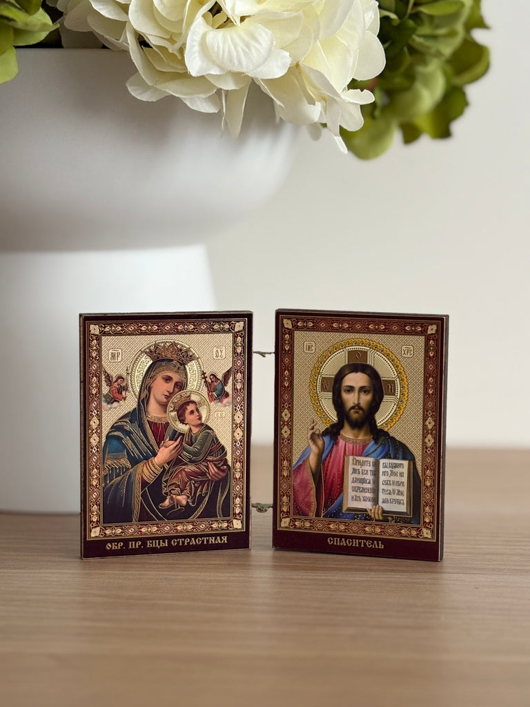 (Copy) (Copy) Nativity Icon Triptych With Archangel Michael and Gabriel - madamsousouevents 