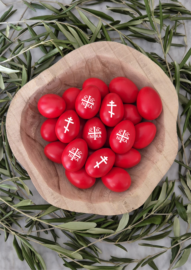 White Orthodox Cross & NIKA  Easter Red Egg sticker decals - madamsousouevents 