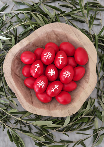 White Orthodox Cross & NIKA  Easter Red Egg sticker decals - madamsousouevents 