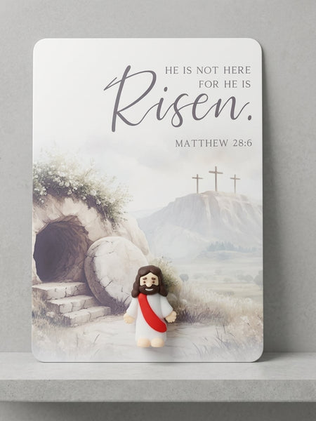 Paschal Troparion prayer card with Mini Jesus Figurine