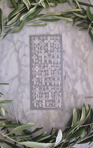 Silver Foil Cross Stickers