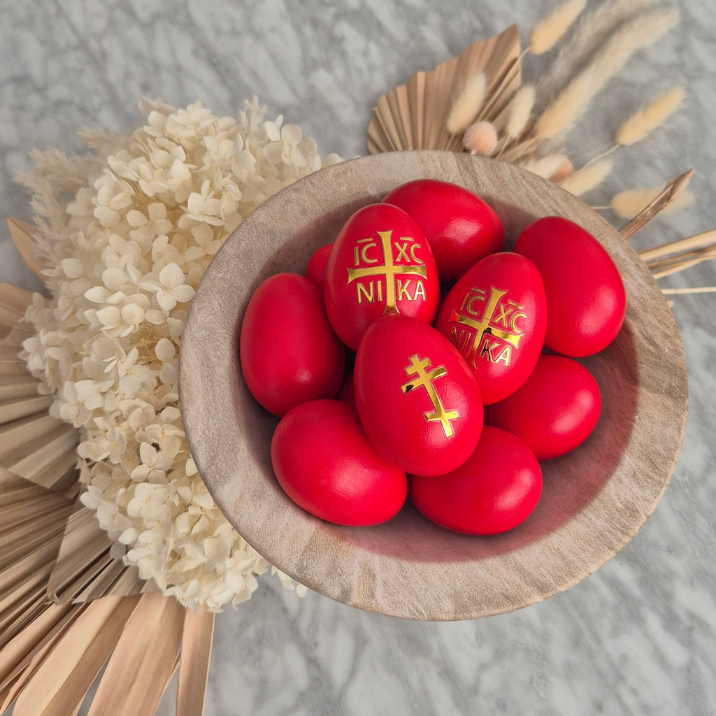Gold Orthodox Cross & NIKA  Easter Red Egg sticker decals - madamsousouevents 