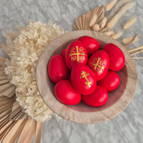 Gold Orthodox Cross & NIKA  Easter Red Egg sticker decals - madamsousouevents 