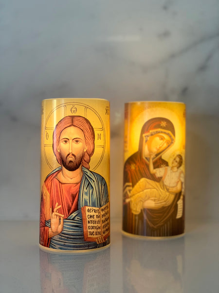 FLAMELESS ICON CANDLE - PANAGIA - madamsousouevents 