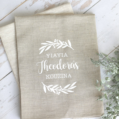 Personalised Linen Tea Towel - madamsousouevents 