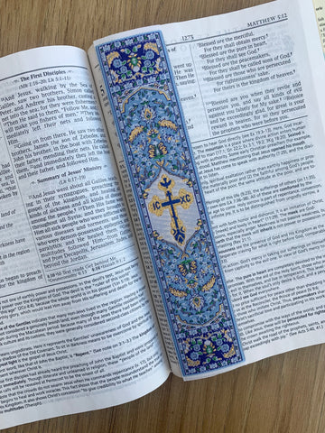 Orthodox Cross blue Tapestry Book Mark - madamsousouevents 