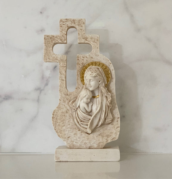 Mother & Child with cross statue - madamsousouevents 