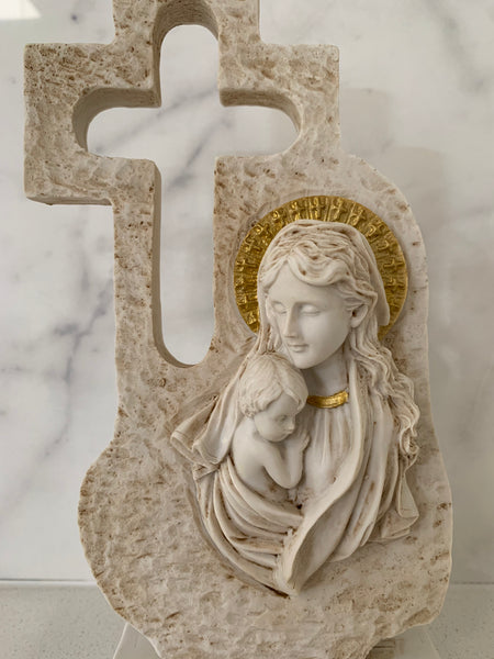 Mother & Child with cross statue - madamsousouevents 