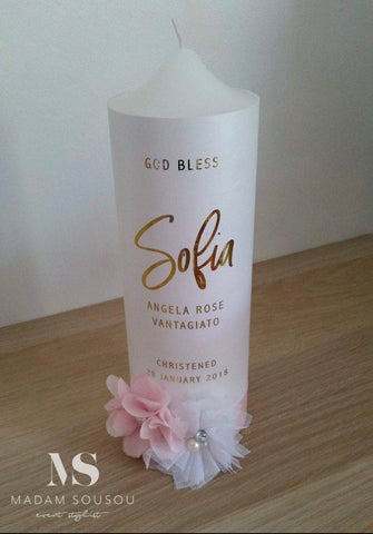 CHRISTENING CANDLE - CATHOLIC - madamsousouevents 